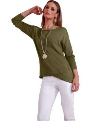 Heine Sweter w kolorze khaki rozmiar: 42. Brązowe swetry klasyczne damskie Heine, s, z wiskozy, z asymetrycznym kołnierzem. Za 91.77 zł.