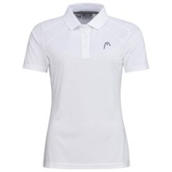 Koszulka polo damska CLUB 22 Tech. Białe bluzki damskie HEAD, xs, bez wzorów, z poliesteru, sportowe, bez kołnierzyka, bez ramiączek. Za 259.99 zł.