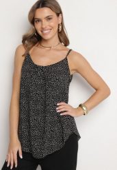 Czarny Bawełniany Top w Kropki Naphea. Czarne topy damskie Born2be, l, bez wzorów, z bawełny, bez kołnierzyka. Za 29.99 zł.