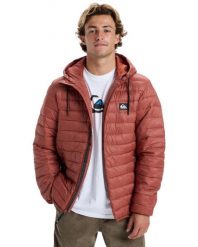 Kurtka ocieplana męska SCALY. Brązowe kurtki męskie Quiksilver, m, bez wzorów, z materiału, z kapturem. Za 374.35 zł.