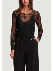 Morgan Bluzka 261-TCITY Czarny Regular Fit. Czarne bluzki damskie Morgan, xs, bez wzorów, z syntetyku, bez kołnierzyka, bez ramiączek. Za 209.99 zł.