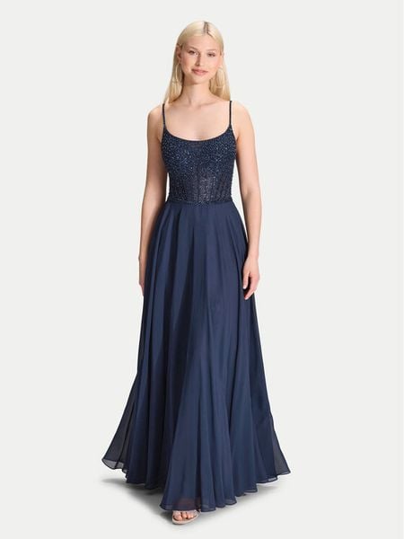 Hey Kyla Sukienka wieczorowa 5AK023HK Granatowy Regular Fit. Niebieskie sukienki damskie Hey Kyla, bez wzorów, z syntetyku, wizytowe, bez kołnierzyka, bez ramiączek. Za 1,019.00 zł.