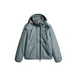 Kurtka przeciwdeszczowa z kapturem Superdry Mountain. Niebieskie kurtki męskie Superdry., xl, bez wzorów, z materiału, klasyczne, z kapturem. Za 595.45 zł.
