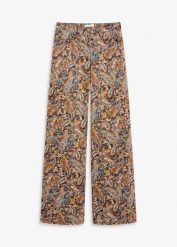 Spodnie wide leg z mieszanki bawełny ze stretchem. Czarne spodnie materiałowe damskie bonprix, bez wzorów, z bawełny, eleganckie. Za 179.99 zł.