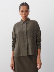 Someday Lniana koszula w kolorze khaki rozmiar: S. Brązowe koszule damskie Someday, s, bez wzorów, ze lnu, bez kołnierzyka, bez ramiączek. Za 196.70 zł.