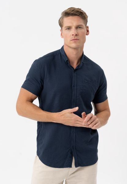 Koszula z lnem, Regular Fit, C-NIL. Niebieskie koszule męskie Volcano, na lato, m, bez wzorów, z materiału, bez kołnierzyka, bez ramiączek. Za 149.99 zł.