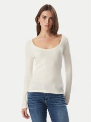 Guess Bluzka W6BP18 K6246 Kremowy Regular Fit. Białe bluzki damskie Guess, l, z aplikacjami, z syntetyku, bez kołnierzyka, bez ramiączek. Za 214.99 zł.