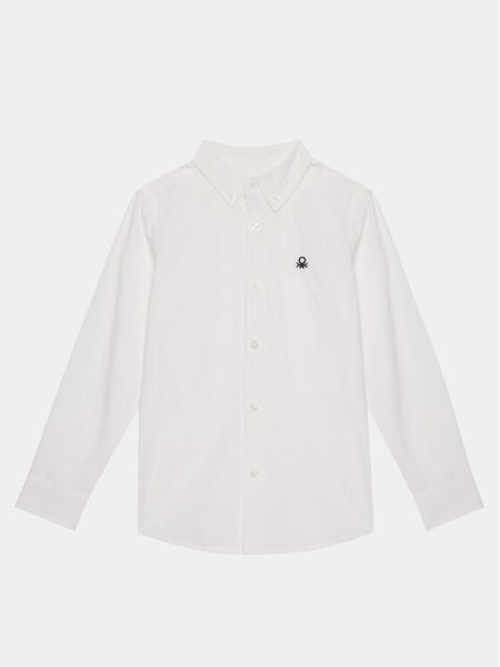 United Colors Of Benetton Koszula 54AZCQ00R Biały Regular Fit. Białe koszule chłopięce United Colors Of Benetton, bez wzorów, z bawełny, bez kołnierzyka, bez ramiączek. Za 69.99 zł.