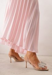 Ciemnobeżowe Eleganckie Sandały Transparentne VICES na Szpilce z Kokardą z Cyrkoniami Pirera. Brązowe sandały damskie Born2be, bez wzorów, bez obcasa, na obcasie. Za 119.99 zł.