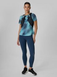 4F Legginsy do biegania szybkoschnące damskie - granatowe S. Niebieskie legginsy damskie 4f, l, bez wzorów, z materiału. Za 169.99 zł.