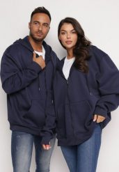 Granatowa Bluza z Kapturem Kassica. Niebieskie bluzy z kapturem męskie Born2be, m, z dzianiny. Za 74.99 zł.