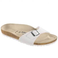 Klapki damskie Birkenstock Madrid BS. Czarne klapki damskie Birkenstock, bez wzorów, z materiału, bez obcasa. Za 339.00 zł.