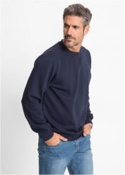 Bluza dresowa. Niebieskie bluzy bez kaptura męskie bonprix, bez wzorów, z dresówki, sportowe, bez kołnierzyka, bez ramiączek. Za 67.99 zł.