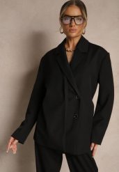 Czarna Marynarka o Pudełkowym Kroju Usztywnionymi Ramionami Sonarieta. Czarne marynarki i żakiety damskie Renee, m, bez wzorów, eleganckie. Za 239.99 zł.