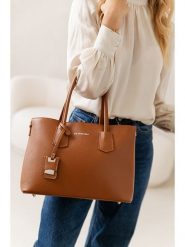 Lia Biassoni Skórzana torebka w kolorze jasnobrązowym - 38 x 24 x 15 cm rozmiar: onesize. Brązowe torebki klasyczne damskie Lia Biassoni, bez wzorów, z materiału, bez dodatków. Za 304.99 zł.