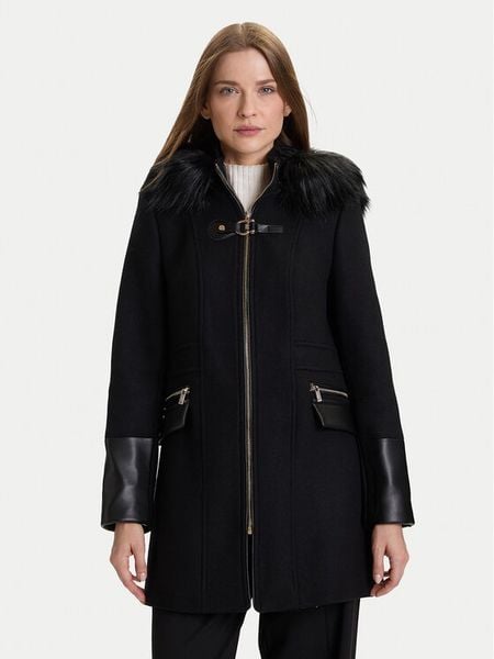 Morgan Płaszcz wełniany 222-GSIBIL Czarny Regular Fit. Czarne płaszcze damskie Morgan, na zimę, bez wzorów, z syntetyku. Za 689.99 zł.