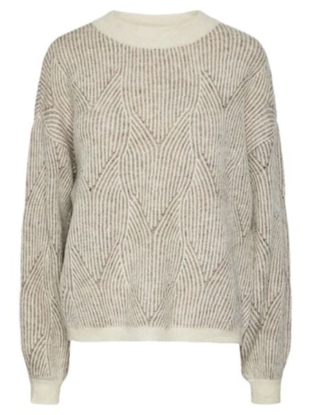 Pieces Sweter w kolorze beżowym rozmiar: L. Brązowe swetry klasyczne damskie Pieces, l, z wełny, bez kołnierzyka. Za 98.45 zł.