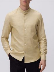 Bawełniana koszula slim fit - musztardowy. Koszule męskie Reserved, l, bez wzorów, z bawełny, bez kołnierzyka, bez ramiączek. W wyprzedaży za 49.99 zł.