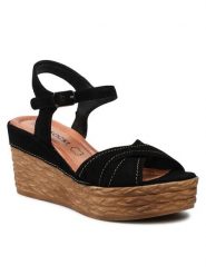 Lasocki Sandały WI16-2247-03 Czarny. Czarne sandały damskie Lasocki, bez wzorów, ze skóry, bez obcasa, na koturnie. Za 149.99 zł.