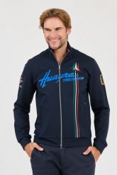 AERONAUTICA MILLITARE Granatowa bluza rozpinana SWEATSHIRT. Niebieskie bluzy bez kaptura męskie AERONAUTICA MILITARE, l. W wyprzedaży za 929.99 zł.