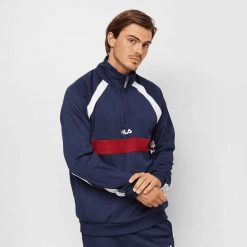 Męska bluza Fila Men Oligert Half Zip Top 687237-A082. Niebieskie bluzy bez kaptura męskie Fila, m, z bawełny. Za 220.26 zł.