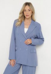 Niebieska Marynarka Dwurzędowa z Wiskozą i Usztywnianymi Ramionami Elliovae. Niebieskie marynarki i żakiety damskie Born2be, l, bez wzorów, z jeansu, eleganckie. Za 149.99 zł.