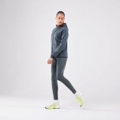 Legginsy do biegania damskie Kiprun Run 500 Warm ocieplane. Zielone legginsy damskie KIPRUN, l, bez wzorów, z elastanu. Za 139.99 zł.