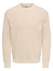 ONLY & SONS Sweter "Marius" w kolorze beżowym rozmiar: M. Brązowe swetry męskie Only & Sons, m, bez wzorów, bez kołnierzyka. Za 139.95 zł.