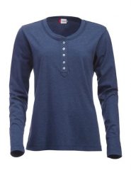 Clique Orlando Women Koszulka z długim rękawem z listwą na guziki. Niebieskie t-shirty damskie CLIQUE, l, bez wzorów, z bawełny, bez kołnierzyka. Za 135.48 zł.