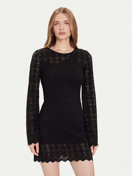 Guess Sukienka dzianinowa W5BK35 K1180 Czarny Slim Fit. Czarne sukienki damskie Guess, xl, z aplikacjami, z dzianiny, bez kołnierzyka, bez ramiączek. Za 429.99 zł.