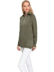 Heine Sweter w kolorze khaki rozmiar: 34. Brązowe golfy damskie Heine, bez wzorów, ze splotem, bez ramiączek. Za 26.31 zł.