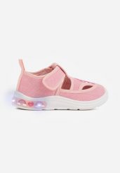 Ciemnoróżowe Tenisówki z Wkładką ze Skóry Naturalnej Ledami i Wycięciami Bernise. Czerwone sukienki niemowlęce Born2be, bez wzorów, ze skóry, bez ramiączek. Za 74.99 zł.