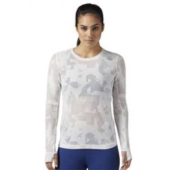 Koszulka treningowa damska Reebok BR2653. Białe bluzki sportowe damskie Reebok, l, z materiału, bez kołnierzyka, bez ramiączek. Za 202.00 zł.