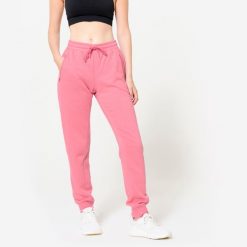 Spodnie dresowe damskie Domyos Gym & Pilates. Czerwone spodnie dresowe damskie DOMYOS, l, z dresówki, na fitness i siłownię. Za 109.99 zł.