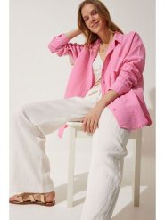 Happiness Istanbul Bluzka w kolorze jasnoróżowym rozmiar: 38. Różowe bluzki damskie Happiness Istanbul, bez wzorów, z bawełny, bez kołnierzyka, bez ramiączek. Za 86.99 zł.