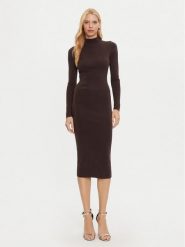 MICHAEL Michael Kors Sukienka dzianinowa MF482Q14VR Brązowy Slim Fit. Brązowe sukienki damskie MICHAEL Michael Kors, xl, bez wzorów, z dzianiny, bez kołnierzyka, bez ramiączek. Za 849.99 zł.