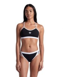 Strój kąpielowy dwuczęściowy damski Arena Icons Bikini Cross Back Solid. Czarne bikini damskie Arena, bez wzorów. Za 266.19 zł.