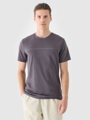 4F T-shirt regular z nadrukiem męski - szary M. Szare t-shirty męskie 4f, m, bez wzorów, z bawełny, bez kołnierzyka. Za 29.99 zł.