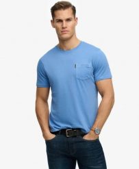 Superdry Classic Essential Pocket T‑Shirt z bawełny organicznej. Niebieskie t-shirty damskie Superdry., s, bez wzorów, z bawełny, bez kołnierzyka. Za 142.45 zł.