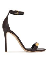 Elisabetta Franchi Sandały SA12L61E2 Brązowy. Brązowe sandały damskie Elisabetta Franchi, bez wzorów, ze skóry, bez obcasa, na szpilce. Za 2,729.00 zł.