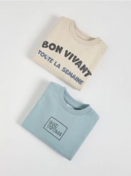 Bawełniana bluza 2 pack - niebieski. Niebieskie bluzy i bluzki niemowlęce Reserved, bez wzorów, z bawełny, bez ramiączek, bez kaptura. Za 69.99 zł.