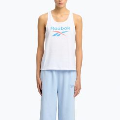 Koszulka Reebok Identity Big Logo Tank. Białe bluzki sportowe damskie REEBOK FITNESS, bez wzorów, bez ramiączek. Za 59.99 zł.