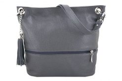 Shopperka skórzana BARBERINI'S szara 163-3. Szare shopper bag damskie Barberinis, bez wzorów, ze skóry, bez dodatków. Za 249.99 zł.