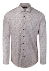 Koszula Męska, Bordowa w Drobny Wzór w Kwiatki, Długi Rękaw, Slim Fit -RIGON. Czerwone koszule męskie Rigon, m, bez wzorów, z bawełny, bez kołnierzyka, bez ramiączek. Za 99.00 zł.