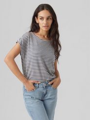 Vero Moda Koszulka w kolorze niebiesko-białym rozmiar: M. Białe bluzki damskie Vero Moda, m, bez wzorów, bez kołnierzyka, bez ramiączek. Za 79.03 zł.