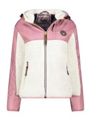 Geographical Norway Kurtka polarowa "Ulyssim" w kolorze jasnoróżowo-białym rozmiar: XL. Białe kurtki damskie Geographical Norway, xl, bez wzorów, z polaru, bez kaptura. Za 121.80 zł.