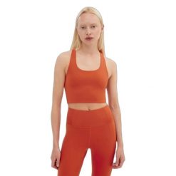Biustonosz dla kobiet Girlfriend Collective Paloma. Brązowe biustonosze GIRLFRIEND COLLECTIVE, bez wzorów, z materiału. Za 244.20 zł.