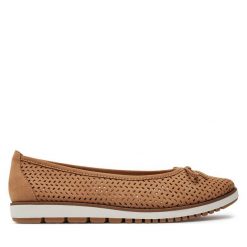 Baleriny Tamaris. Brązowe baleriny damskie Tamaris, bez wzorów, bez obcasa. Za 269.99 zł.