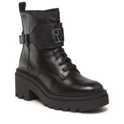 Trzewiki GINO ROSSI. Czarne botki damskie Gino Rossi, bez obcasa, na słupku, bez zapięcia. Za 208.99 zł.