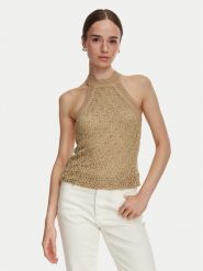 Guess Top W6YR34 Z1032 Złoty Regular Fit. Żółte topy damskie Guess, s, z aplikacjami, z wiskozy, bez kołnierzyka. Za 344.99 zł.